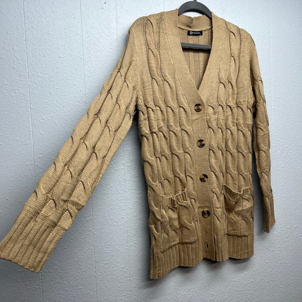 Pretty Garden Fisherman Button Front Womens Cardigan Large Academia Cable Knit - Picture 6 of 13